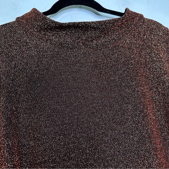 IC By Connie K Copper Metallic Colorblock Pullover Stretch Knit Tunic Top XXL - Picture 8 of 11